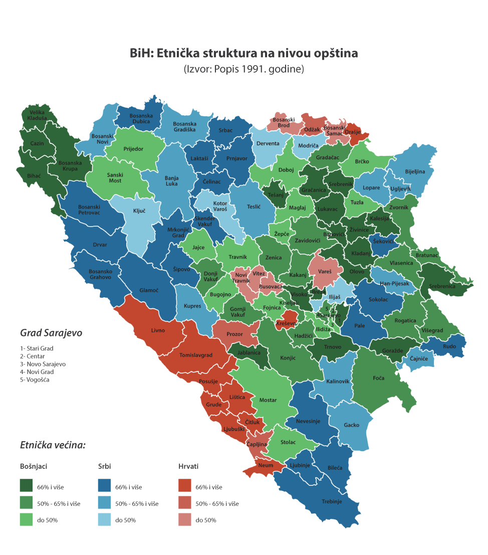 etnička karta bih 2013 ETNO KARTA BH. STANOVNIŠTVA PO OPŠTINAMA – 1992. i danas | Bošnjaci etnička karta bih 2013